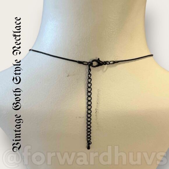 Goth Style Black Rhinestone Special Occassion Necklace - Picture 4 of 6